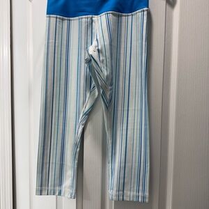 lululemon athletica Blue and White Striped Leggings